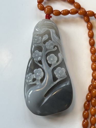Graue jade kette anhänger - jade,