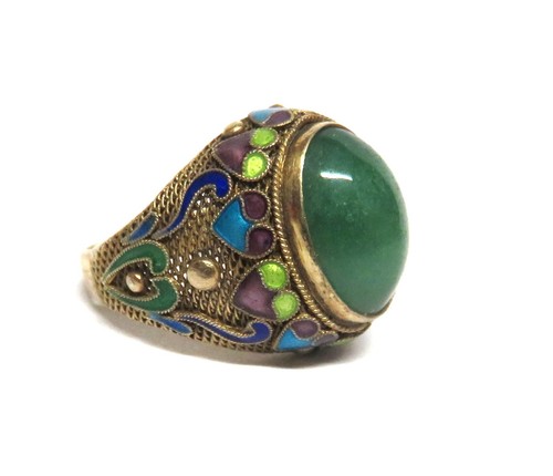 Vintage silber emaille ring - silber,
